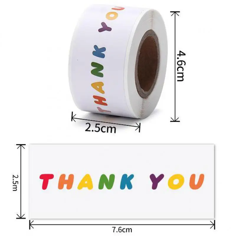 120pcs/roll Colorful Thank You Stickers White Retangle Decorative Sealing Stickers for Delivery, Decoration, Packaging Boutiques
120pcs/roll Colorful Thank You Stickers White Retangle Decorative Sealing Stickers for Delivery, Decoration, Packaging Boutiques
