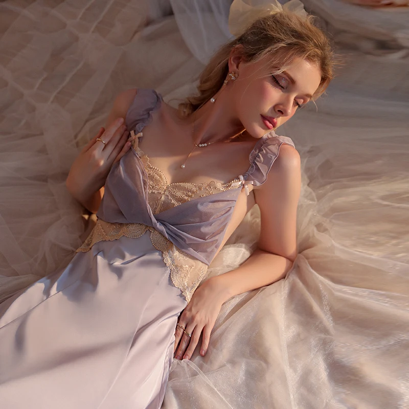 Женская осенне-зимняя сексуальная шелковая атласная Повседневная Ночная рубашка на бретелях соблазнительный домашний костюм с глубоким V-...
Женская осенне-зимняя сексуальная шелковая атласная Повседневная Ночная рубашка на бретелях соблазнительный домашний костюм с глубоким V-...