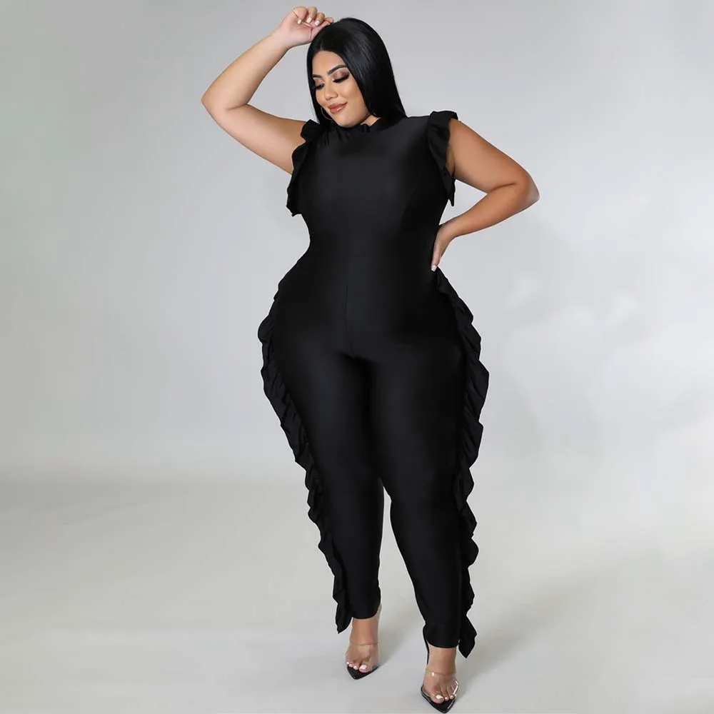 Plus Size Jumpsuit Sexy Sleeveless Solid Color Fungus Edge Plus Size One Piece Pants Female Clothing Spring Summer 2022
Plus Size Jumpsuit Sexy Sleeveless Solid Color Fungus Edge Plus Size One Piece Pants Female Clothing Spring Summer 2022