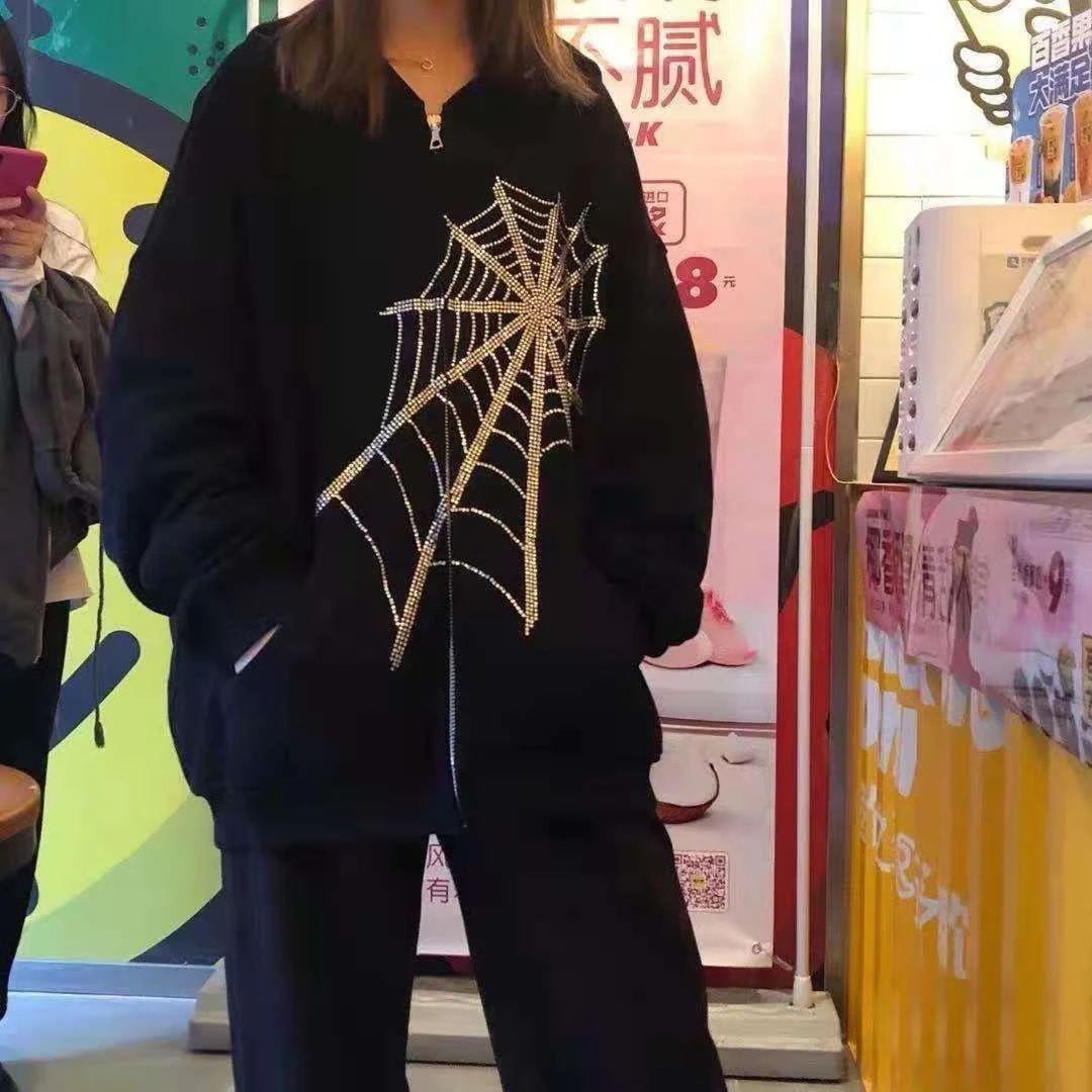 Hot Rhinestone Hip Hop Zipper Sweatshirt Women2023Couple Gothic Spider Web y2k Trend Oversized Harajuku Street Sweatshirt Women
Hot Rhinestone Hip Hop Zipper Sweatshirt Women2023Couple Gothic Spider Web y2k Trend Oversized Harajuku Street Sweatshirt Women