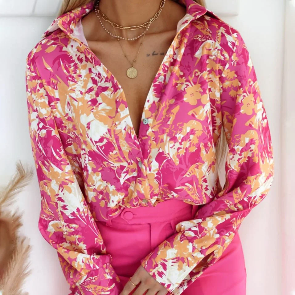 2023 Spring Women's Shirt Print Turn-down Collar Single Breasted Long Sleeve Shirts Female Office Elegant Fashion Ladies Clothes
2023 Spring Women's Shirt Print Turn-down Collar Single Breasted Long Sleeve Shirts Female Office Elegant Fashion Ladies Clothes