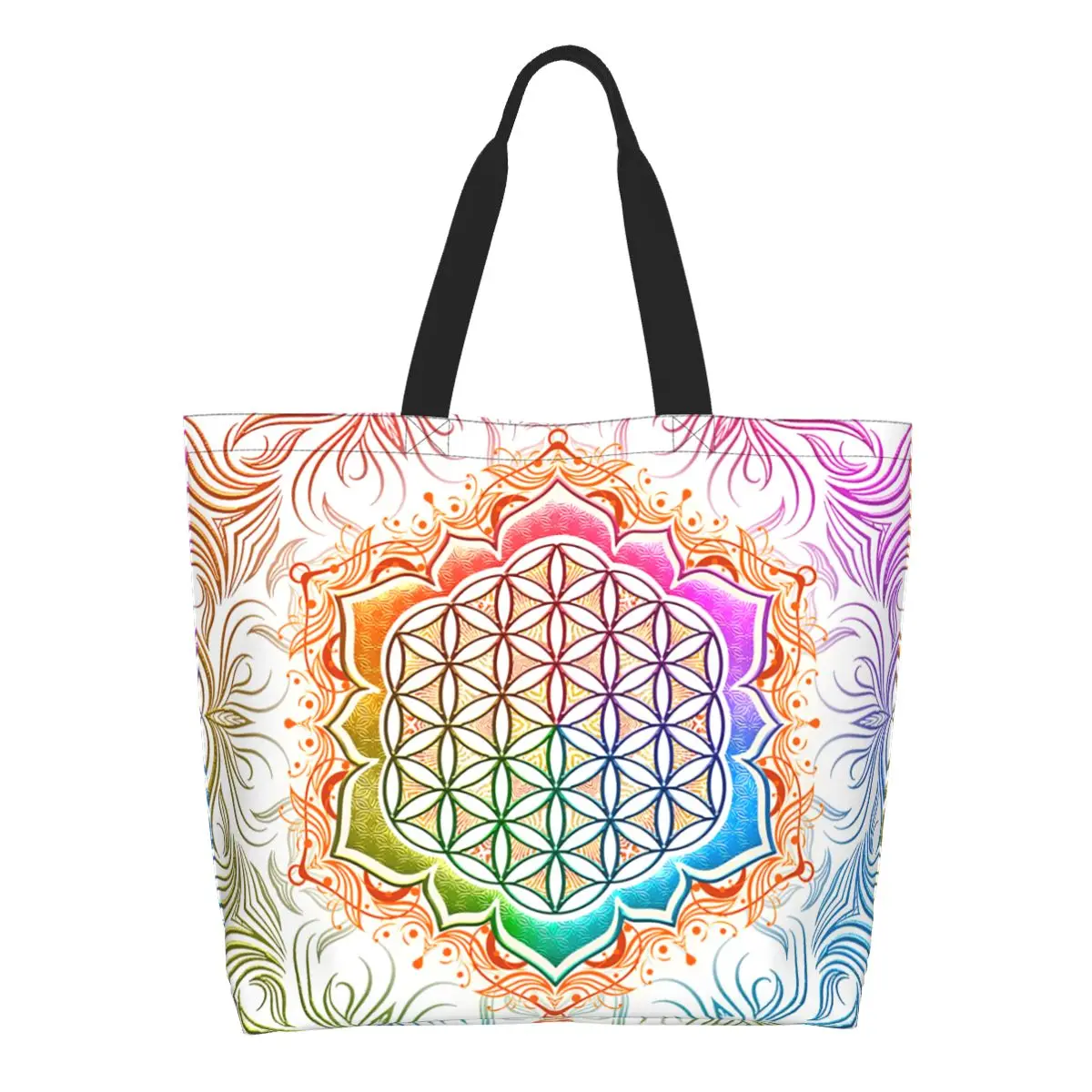 Flower Of Life Lotus Groceries Shopping Bags Print Canvas Shopper Tote Shoulder Bags Large Capacity Sacred Mandala Handbag
Flower Of Life Lotus Groceries Shopping Bags Print Canvas Shopper Tote Shoulder Bags Large Capacity Sacred Mandala Handbag