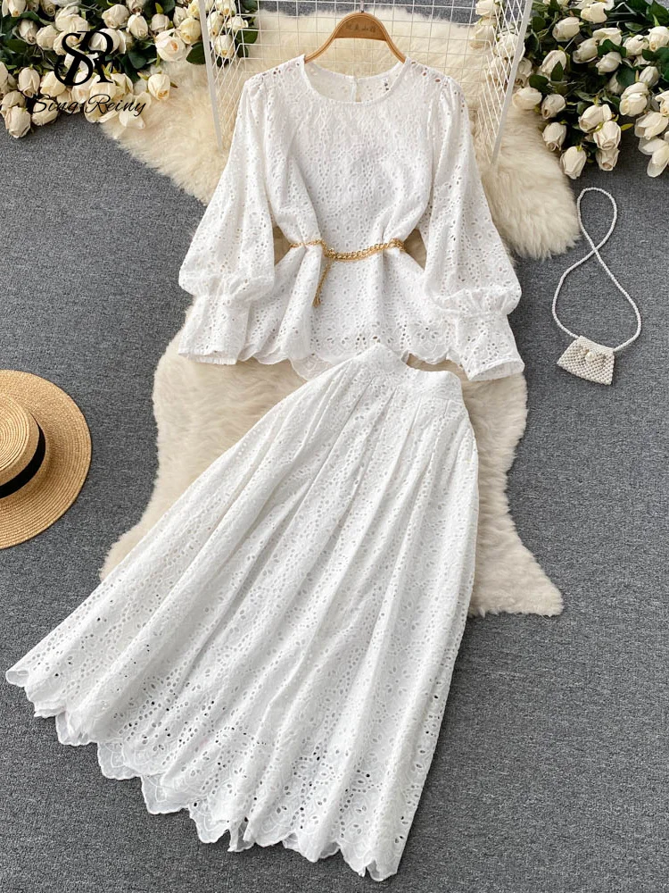 LIRUICHENG French Style Women Summer Sets Hollow Out Retro Gentle O Neck Lantern Sleeves Chain Tops + Zipper Skirt Two Piece
LIRUICHENG French Style Women Summer Sets Hollow Out Retro Gentle O Neck Lantern Sleeves Chain Tops + Zipper Skirt Two Piece