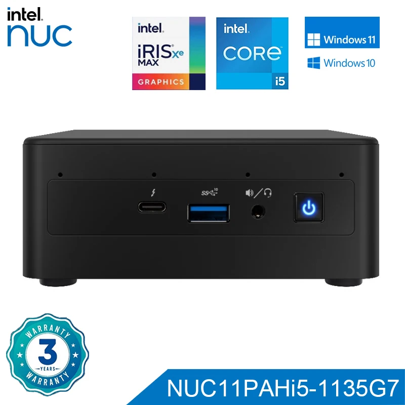 

Intel NUC 11 Mini PC Core i5 1135G7 Win10 Pro Mini Computer 28W Intel Iris Xe Graphics NVMe SSD DDR4 RAM WiFi6 Desktop PC