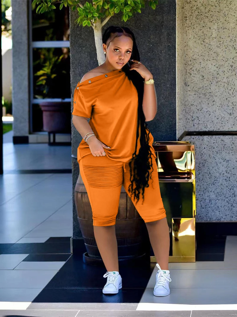 2 Pieces Shorts Sets for Women Tracksuit Summer Clothing Buttons Slash Neck Top Holes Shorts Suits Casual Two Piece Set Outfits
2 Pieces Shorts Sets for Women Tracksuit Summer Clothing Buttons Slash Neck Top Holes Shorts Suits Casual Two Piece Set Outfits