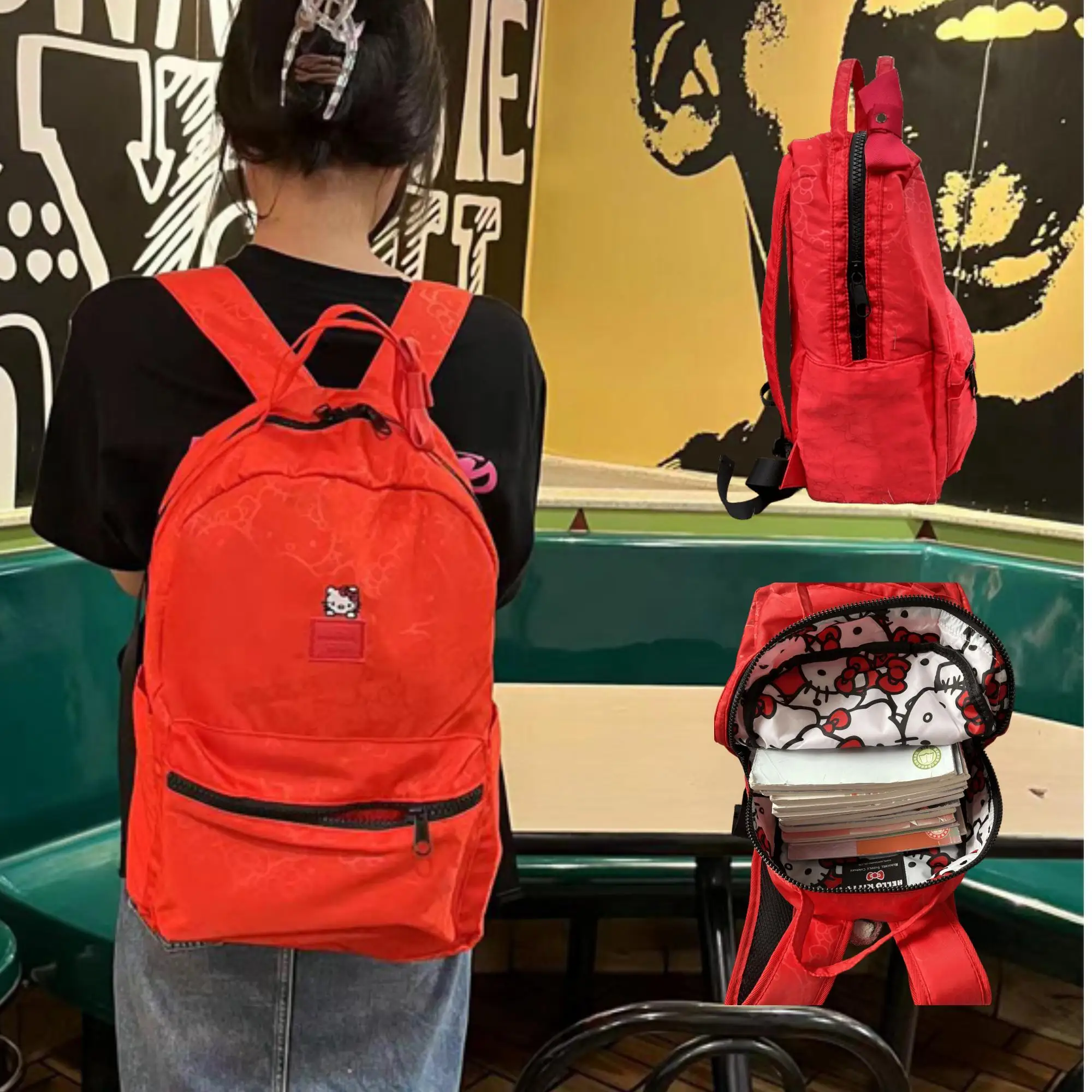

2023 New Hellokitty Co-branded Nova Tide Shoulder Bag Girls Cartoon Kawaii Lightweight Schoolbag Christmas Gift
