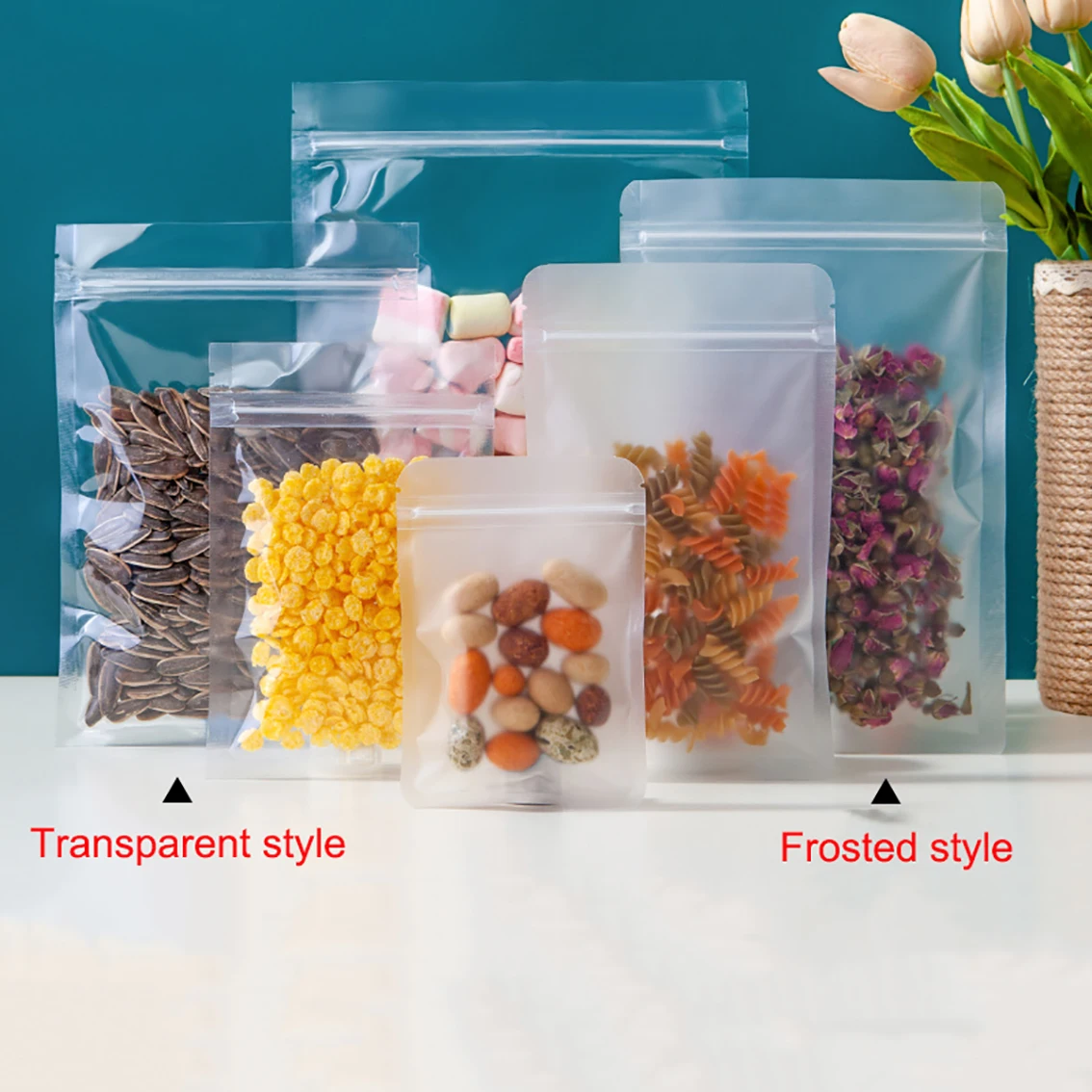 100Pcs Thicken Frosted/Clear Flat Zip Lock Plastic Bag Transparent Dried Fruit Food Tea Gift Storage Packaging Pouches
100Pcs Thicken Frosted/Clear Flat Zip Lock Plastic Bag Transparent Dried Fruit Food Tea Gift Storage Packaging Pouches