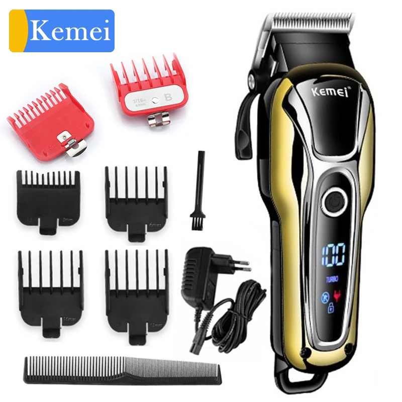 Hair clipper professional LCD Display hair Trimmer in Hair clippers for men electric trimmers machine barber Hair cutter Kemei 
Hair clipper professional LCD Display hair Trimmer in Hair clippers for men electric trimmers machine barber Hair cutter Kemei