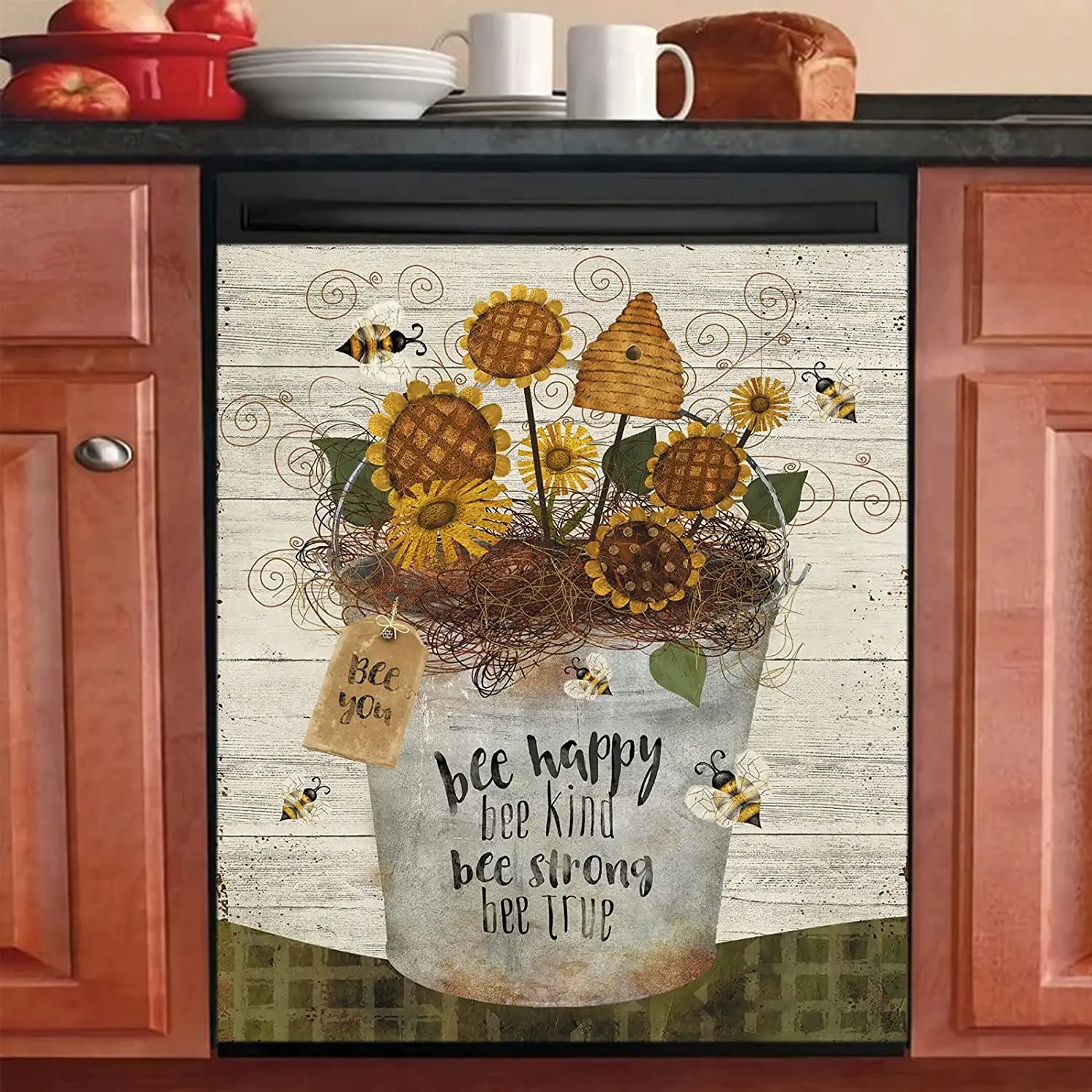 Florals Dishwasher Magnet Cover, Bees Fridge Sticker Magnetic Panel Vinyl Decal for Home Decor 23" W x 26" H
Florals Dishwasher Magnet Cover, Bees Fridge Sticker Magnetic Panel Vinyl Decal for Home Decor 23" W x 26" H