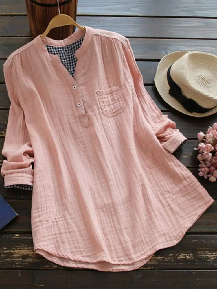 ZANZEA Women's Spring Blouses Oversized Vintage Solid Shirts Female V neck Tunic Button Pleated Tops Long Sleeve Street Blusas
ZANZEA Women's Spring Blouses Oversized Vintage Solid Shirts Female V neck Tunic Button Pleated Tops Long Sleeve Street Blusas