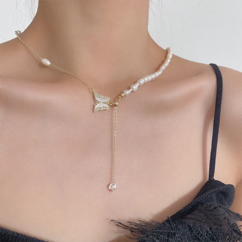 OE Natural Freshwater White Pearl Necklace Woman Party Creative Butterfly Design Adjustable Chain Handmade Jewelry 
OE Natural Freshwater White Pearl Necklace Woman Party Creative Butterfly Design Adjustable Chain Handmade Jewelry