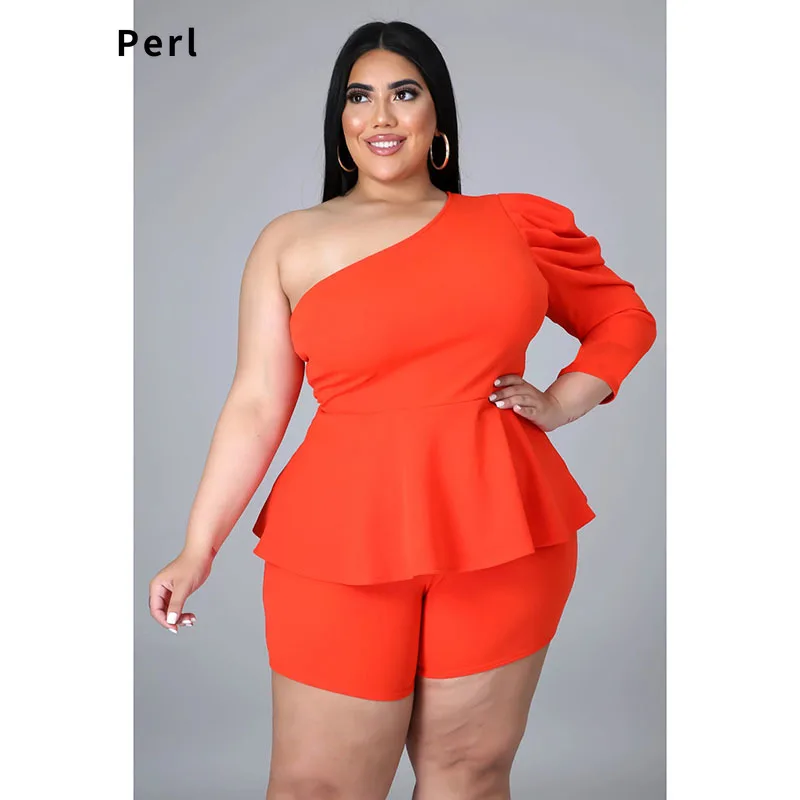 Perl One-shoulder Puff-sleeve Shorts Two-piece Outfit Chic Top+shorts Suit Summer Matching Set Plus Size Women's Clothing 4XL
Perl One-shoulder Puff-sleeve Shorts Two-piece Outfit Chic Top+shorts Suit Summer Matching Set Plus Size Women's Clothing 4XL