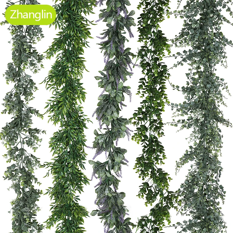 

High Quality 16 Style Home Decor Artificial Ivy Leaf Garland Plants Vine Fake Foliage Flowers Eucalyptus Green Rattan Ivy Wreath