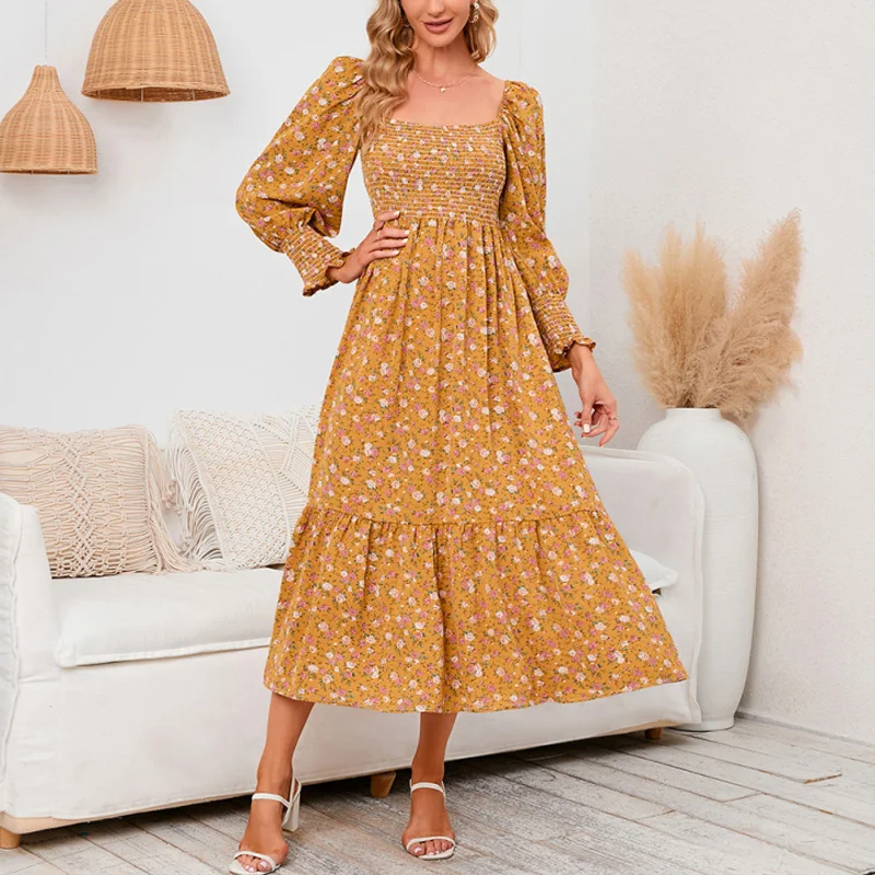 Women Vintage Casual Floral Print Long Chiffon Dress Spring Autumn Long Puff Sleeve Square Neck Ruffles Dresses Vestidos
Women Vintage Casual Floral Print Long Chiffon Dress Spring Autumn Long Puff Sleeve Square Neck Ruffles Dresses Vestidos