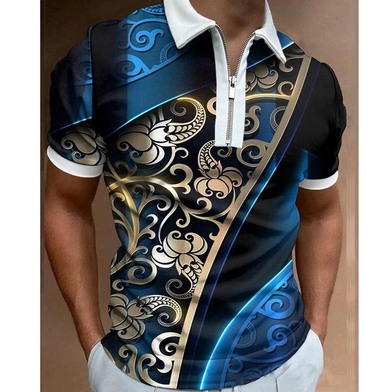 Fashion Men's Clothing Polo Shirts Casual Turn-Down Collar Zipper Streetwear Vine Print Short Sleeve Tee Shirt Men Polos Tops 
Fashion Men's Clothing Polo Shirts Casual Turn-Down Collar Zipper Streetwear Vine Print Short Sleeve Tee Shirt Men Polos Tops