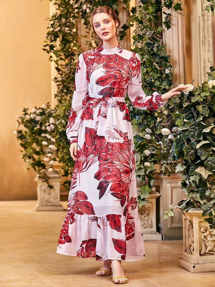 Women Casual Elegant Maxi Dresses 2023 New Spring Autumn High Collar Long Sleeve Ruffle Print Turkish Evening Party Robe Vestido
Women Casual Elegant Maxi Dresses 2023 New Spring Autumn High Collar Long Sleeve Ruffle Print Turkish Evening Party Robe Vestido