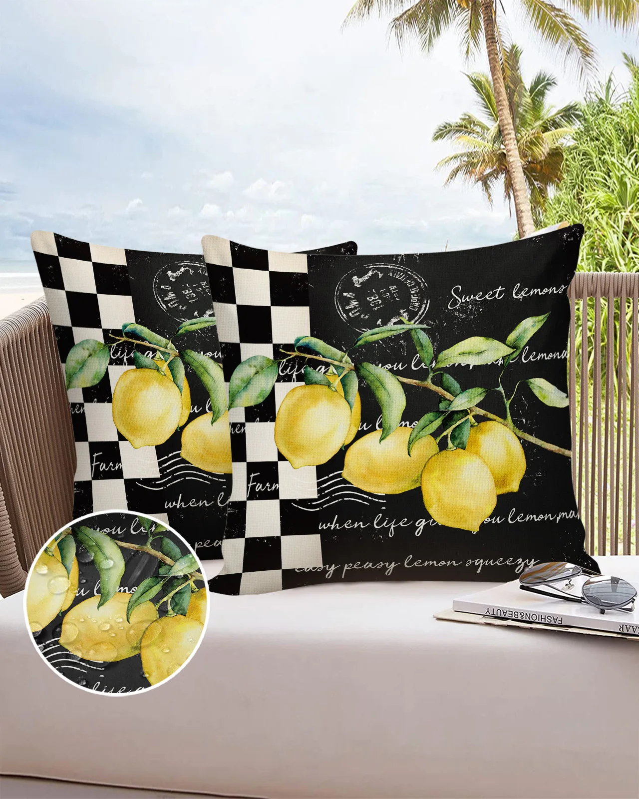 Водонепроницаемый чехол-подушка в клетку с изображением фруктов и лимона
Водонепроницаемый чехол-подушка в клетку с изображением фруктов и лимона