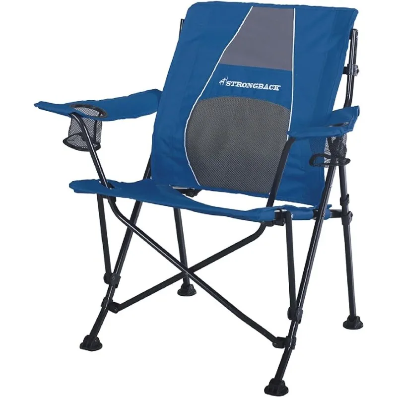 

STRONGBACK Camping Chair Guru 3.0 Heavy Duty Camping Chairs with Lumbar Support, Backpack Folding Camp Chair, Navy beach chair