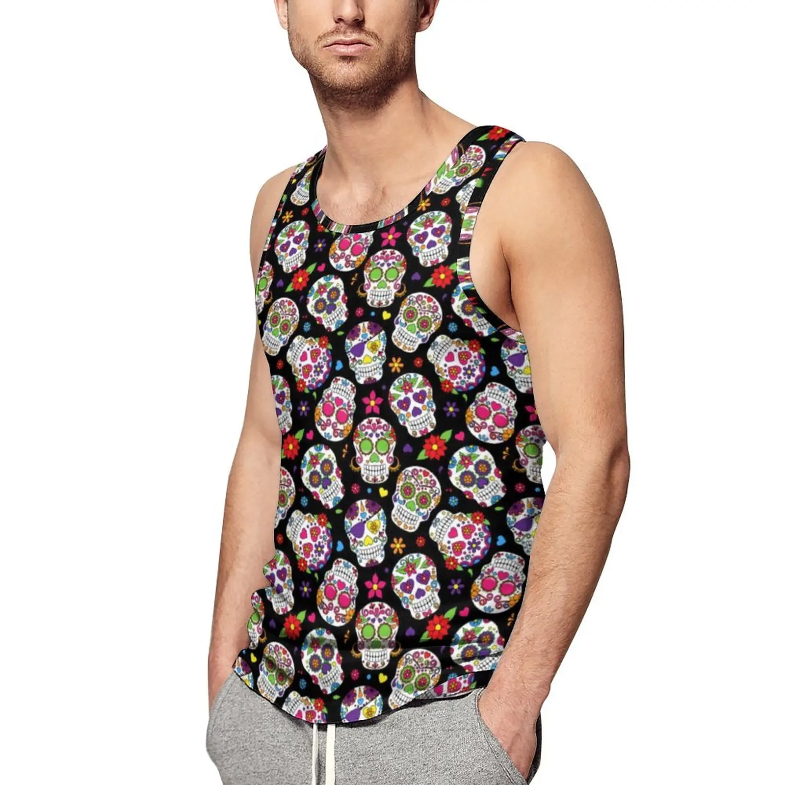 Mexican Sugar Skull Tank Top Man Colorful Skulls Floral Print Fashion Tops Summer Bodybuilding Custom Sleeveless Shirts Big Size
Mexican Sugar Skull Tank Top Man Colorful Skulls Floral Print Fashion Tops Summer Bodybuilding Custom Sleeveless Shirts Big Size