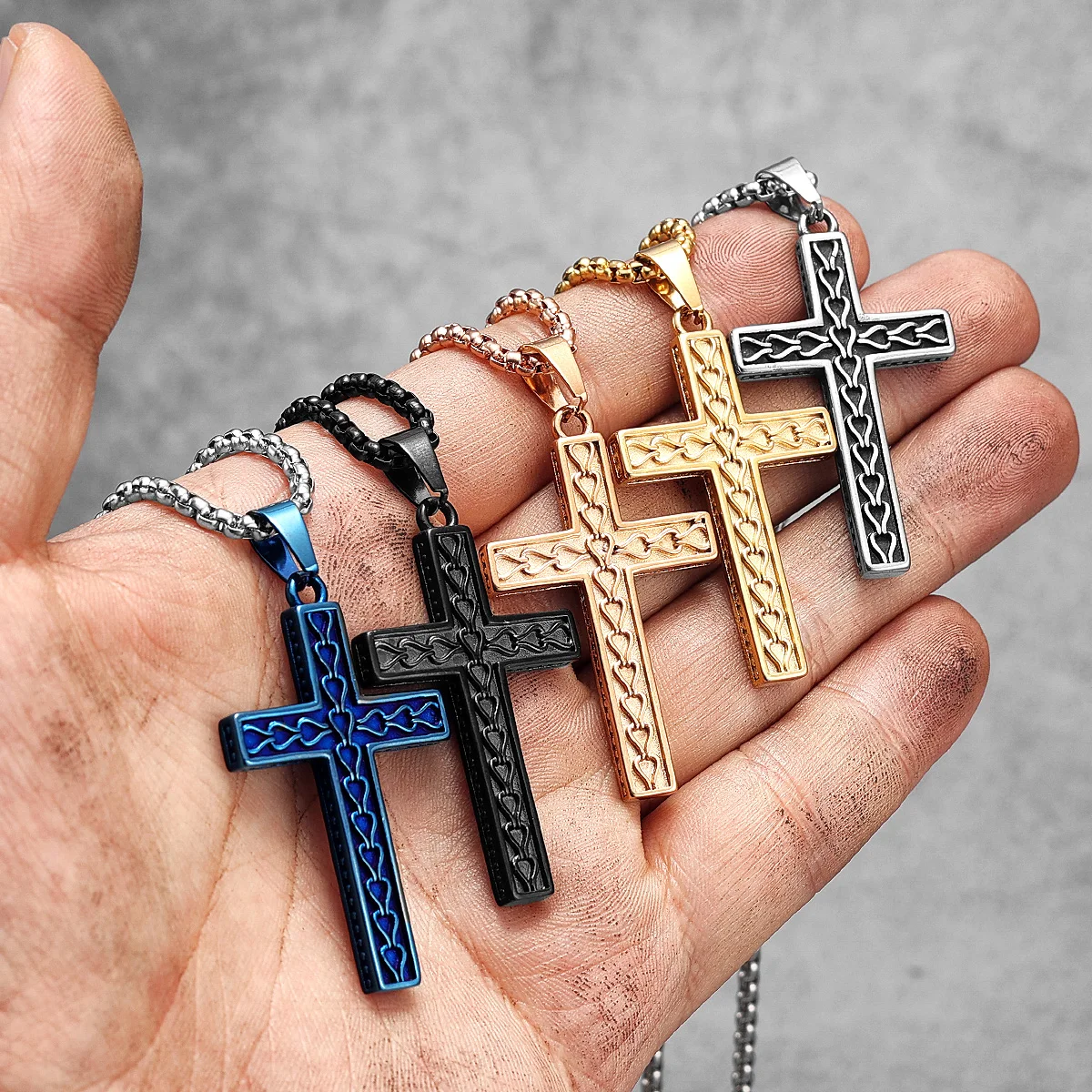 Muticolor Religon Cross Stainless Steel Men Women Necklaces Pendants Chain Amulet Punk Trendy Jewelry Creativity Gift Wholesale
Muticolor Religon Cross Stainless Steel Men Women Necklaces Pendants Chain Amulet Punk Trendy Jewelry Creativity Gift Wholesale