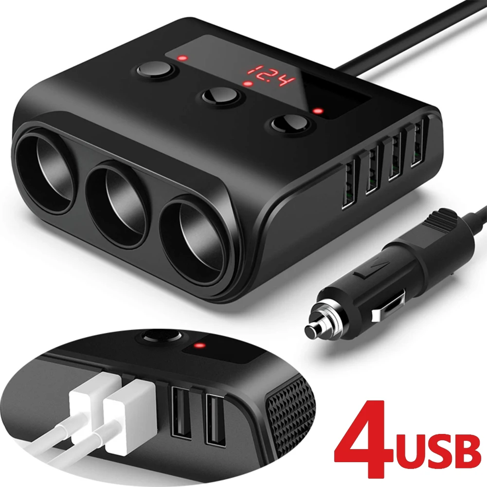 3 Way Cigarette Lighter Socket Splitter 12V 100W 4 USB Car Charger Power Supply Auto Phone Charger Adapter for Iphone Samsung
3 Way Cigarette Lighter Socket Splitter 12V 100W 4 USB Car Charger Power Supply Auto Phone Charger Adapter for Iphone Samsung