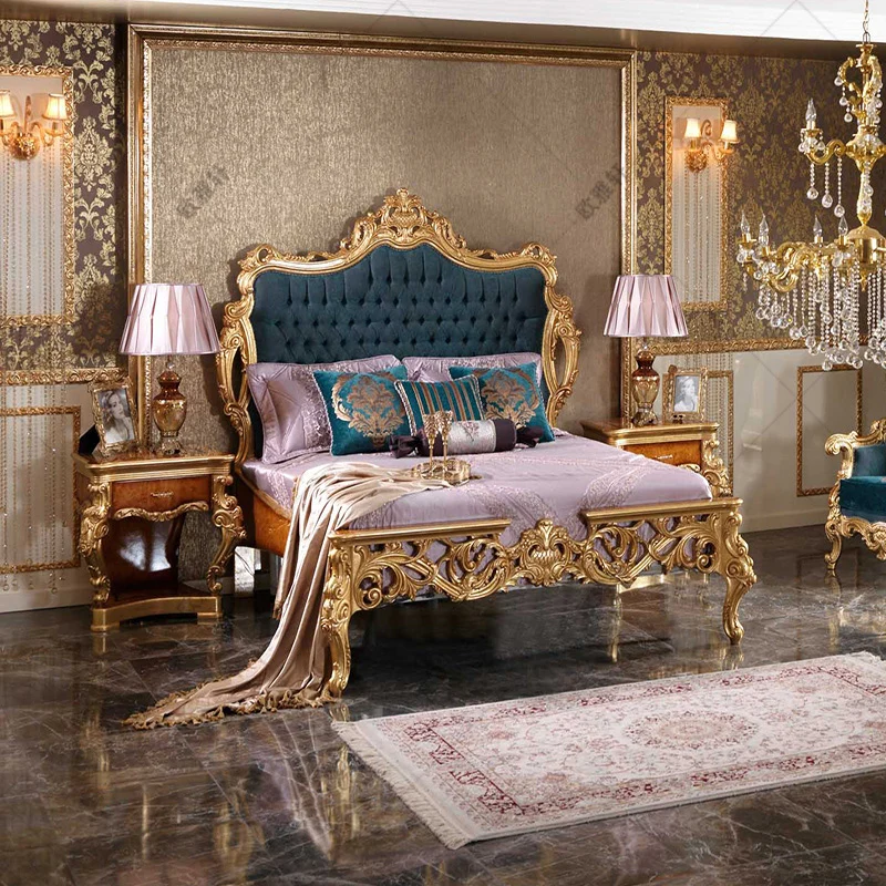 

Стандартная двойная кровать, роскошная матерчатая кровать принцессы, Европейская свадебная кровать из цельной древесины