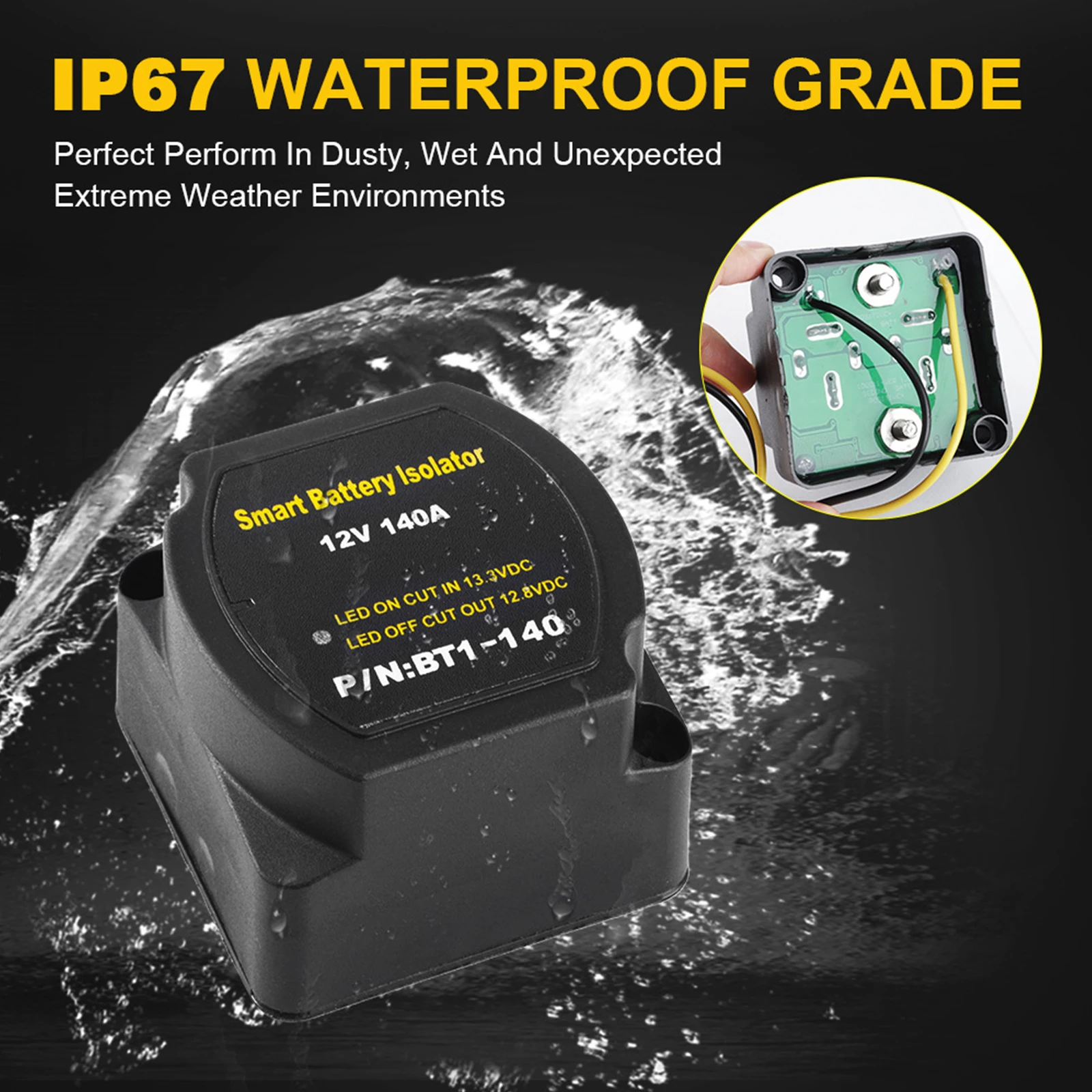 Digital Display Voltage Sensitive Split Charge Relay 12V 140A Dual Battery Smart Isolator BT1-140 for ATV UTV Trucks van
Digital Display Voltage Sensitive Split Charge Relay 12V 140A Dual Battery Smart Isolator BT1-140 for ATV UTV Trucks van