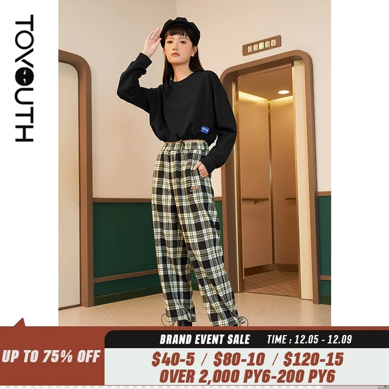 Toyouth Women Trousers Spring Autumn Elastic Waist Drawstring Trousers Leg Plaid Checked Straight Chic Casual Pants
Toyouth Women Trousers Spring Autumn Elastic Waist Drawstring Trousers Leg Plaid Checked Straight Chic Casual Pants
