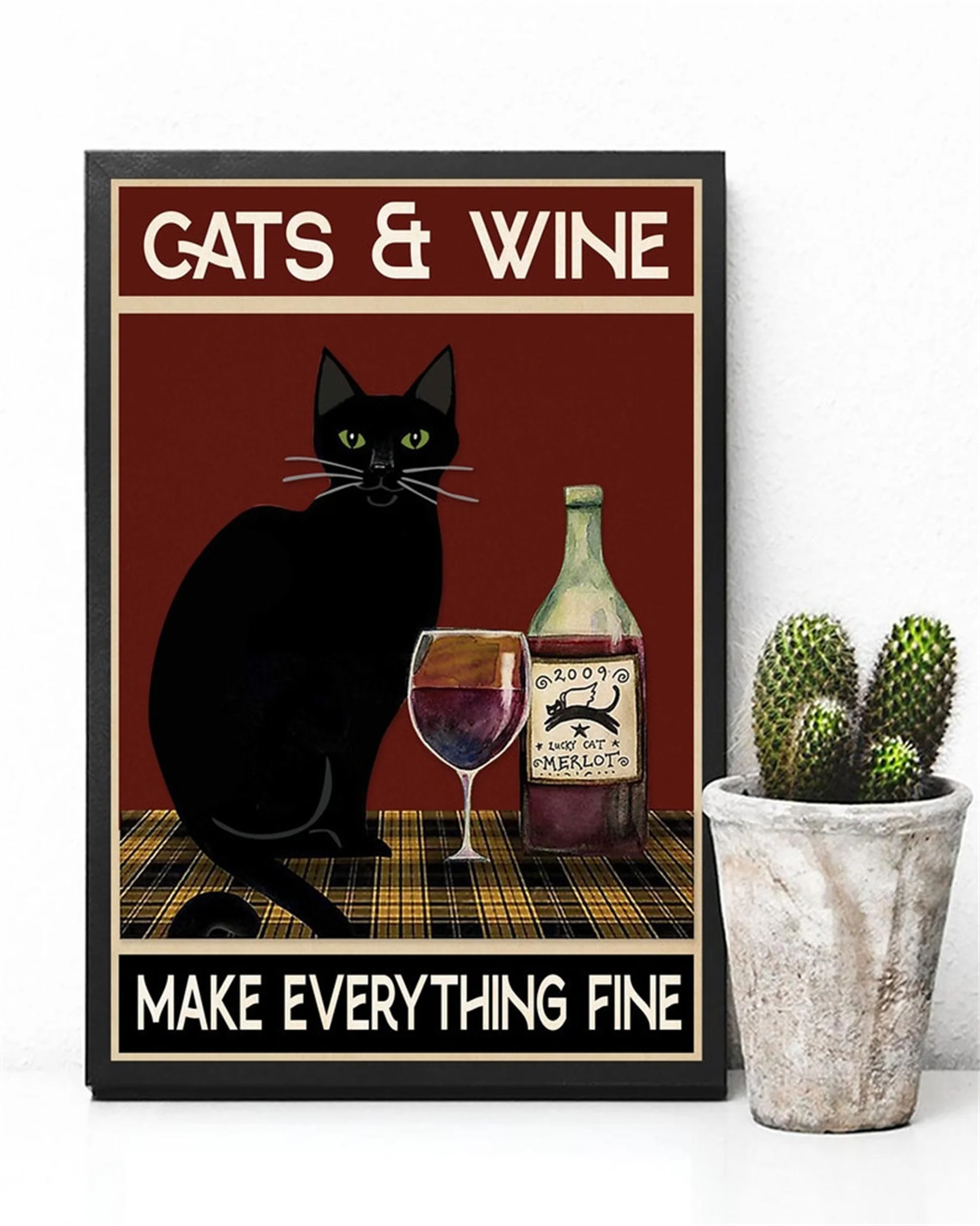 Black Cat And Wine Make Everything Fine Vintage Poster Wall Art Home Decor Canvas Painting Print Picture Modern Bedroom Modular
Black Cat And Wine Make Everything Fine Vintage Poster Wall Art Home Decor Canvas Painting Print Picture Modern Bedroom Modular