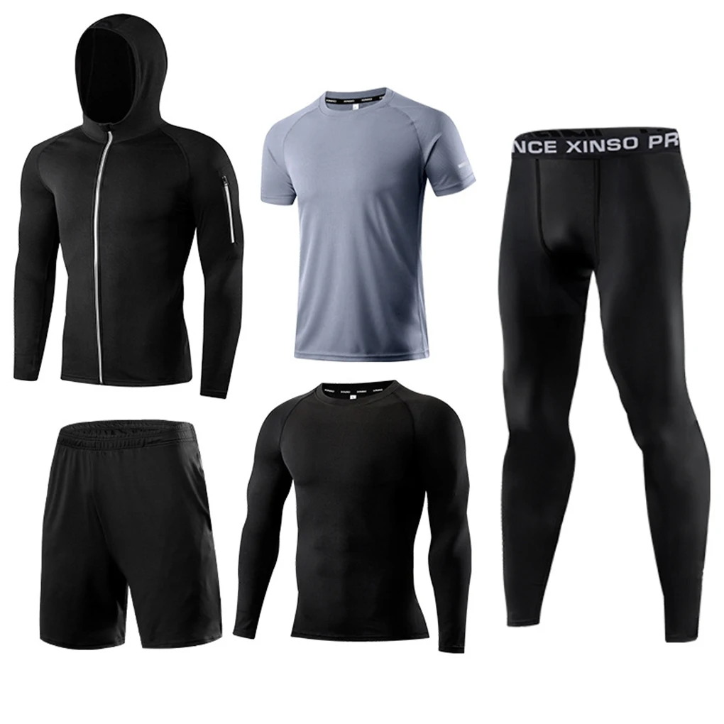 5pcs set Men Gym Wear Fitness Sports Training Basketball Football Practise Shirts Coat Pants Set
5pcs set Men Gym Wear Fitness Sports Training Basketball Football Practise Shirts Coat Pants Set