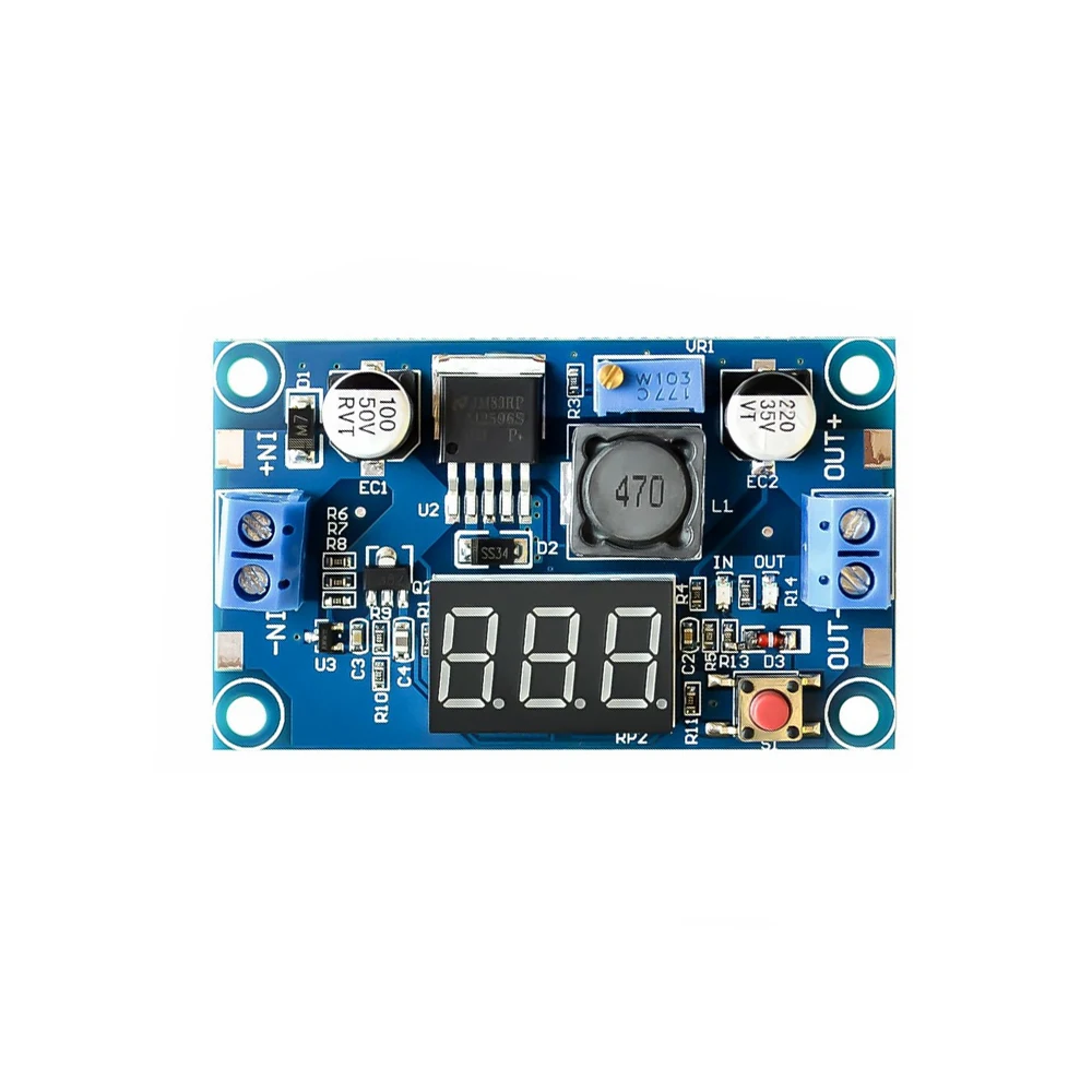

LM2596 DC Step Down Converter Voltage Regulator Voltmeter 4-40V to 1.2-37V Buck Adjustable Adapter Power Module with LED Display