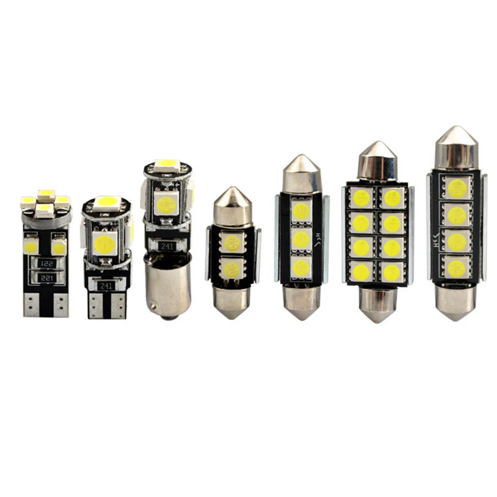 

23pcs Led Car Light Bulb T10 Trunk License Plate Lamps Shape White Instrument Lights Auto Interior Reading Dome Lamp