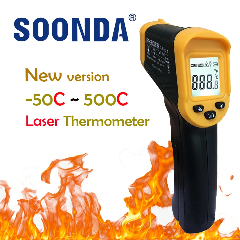 New Version Digital 500C Non-Contact Laser Infrared Thermometer Pyrometer For Home Oven Confectionery BBQ Temperature Measure
New Version Digital 500C Non-Contact Laser Infrared Thermometer Pyrometer For Home Oven Confectionery BBQ Temperature Measure
