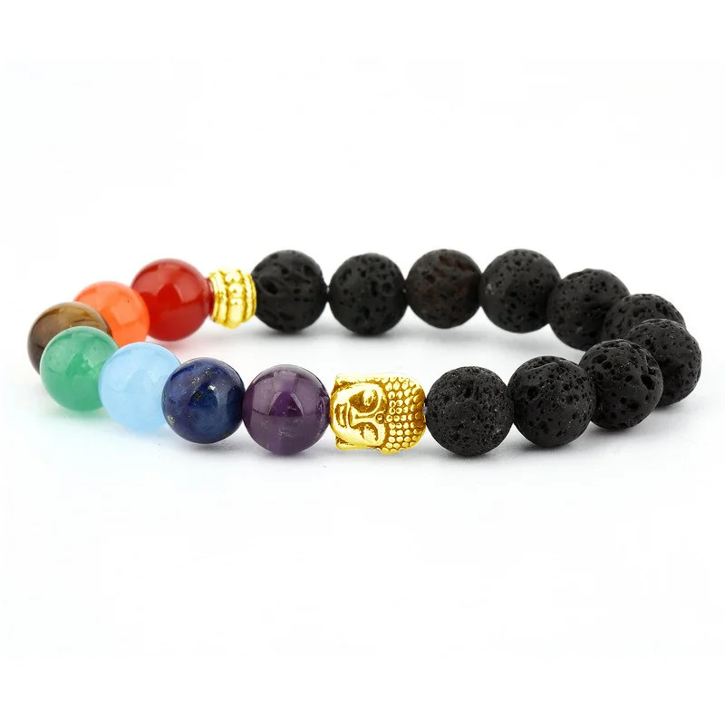 

Fashion Natural Volcanic rock Tiger Eye Stone Beads Bracelet Men Buddha Charm Bracelets For Women Stretch Meditation Jewelry