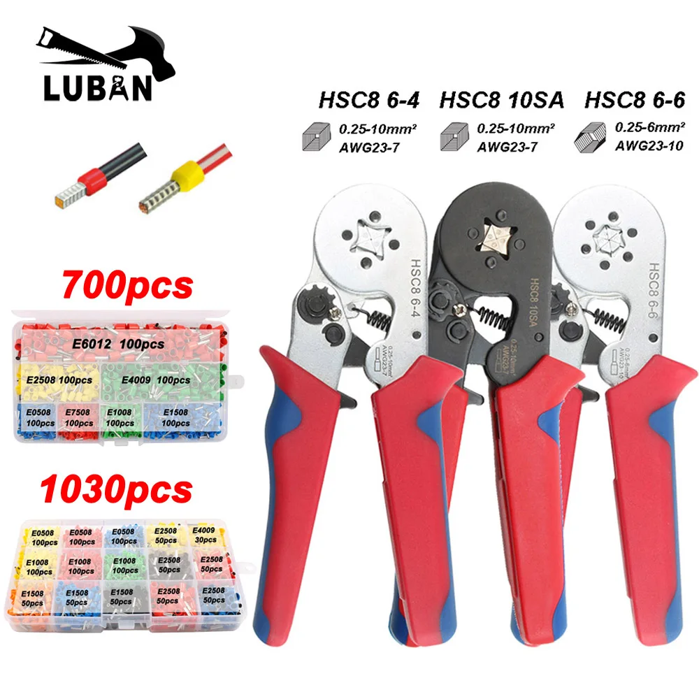 Tubular terminal crimping tools mini electrical pliers HSC8 10SA/6-4 0.25-10mm2 23-7AWG 6-6A 0.25-6mm2 high precision clamp set
Tubular terminal crimping tools mini electrical pliers HSC8 10SA/6-4 0.25-10mm2 23-7AWG 6-6A 0.25-6mm2 high precision clamp set