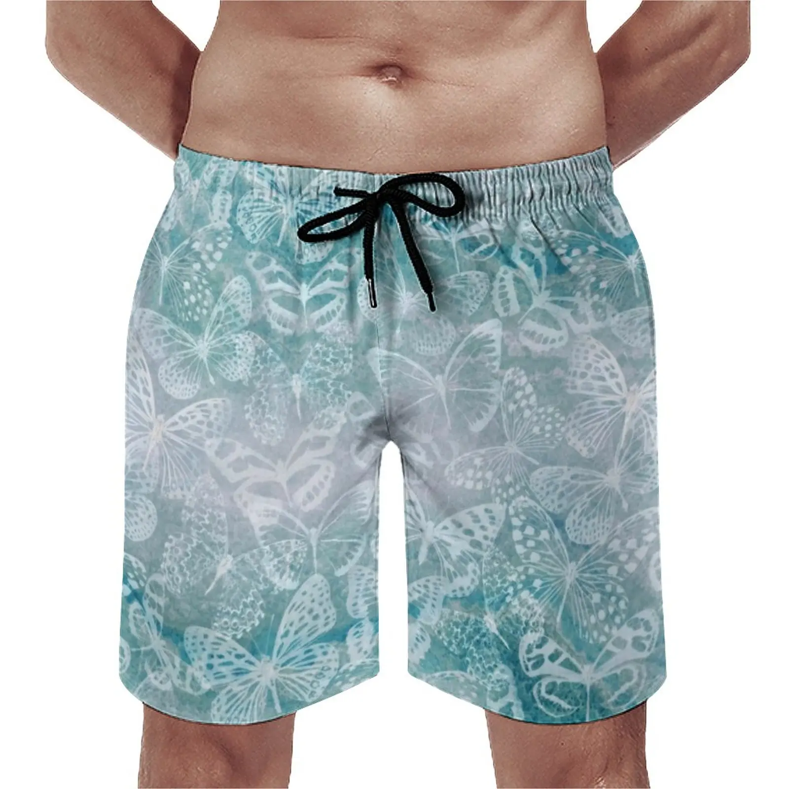 

Summer Board Shorts Marble Butterfly Surfing Animal Print Design Beach Short Pants Retro Quick Dry Swimming Trunks Plus Size