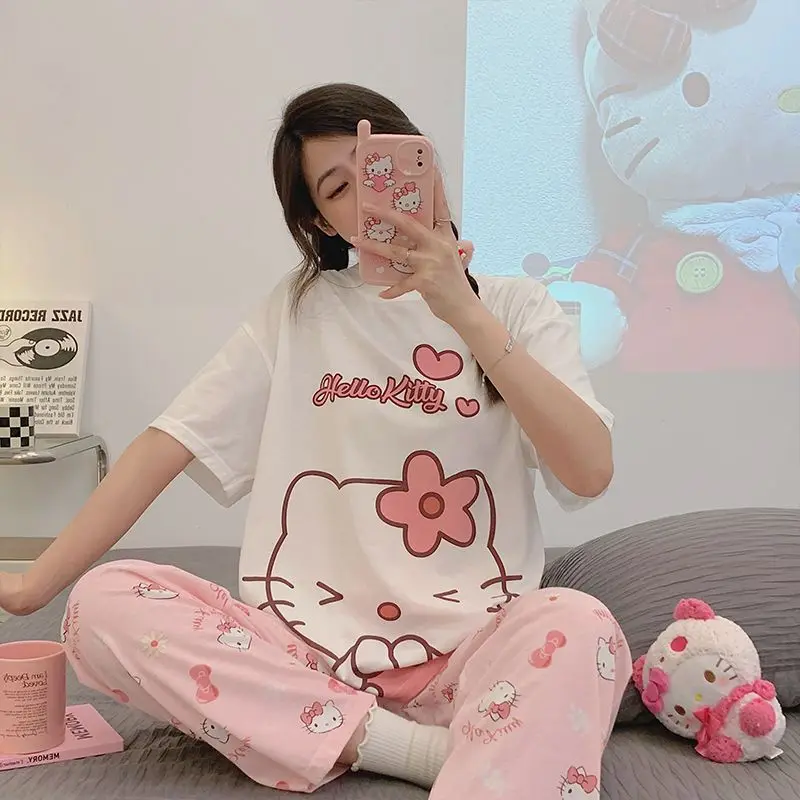 New Sanrio Kawaii Hello Kitty Cinnamoroll Pajamas Female Short-Sleeved Pants Girls Cartoon Pochacco Home Clothes Suit Kids Gifts
New Sanrio Kawaii Hello Kitty Cinnamoroll Pajamas Female Short-Sleeved Pants Girls Cartoon Pochacco Home Clothes Suit Kids Gifts