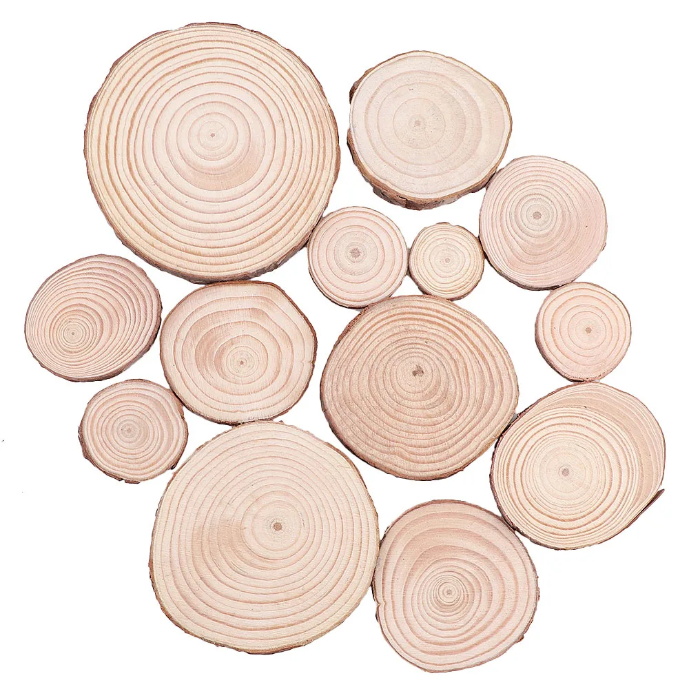 

3-20cm Thick 1 Pack Natural Pine Round Unfinished Wood Slices Circles with Tree Bark Log Discs DIY Crafts Wedding Party Painting