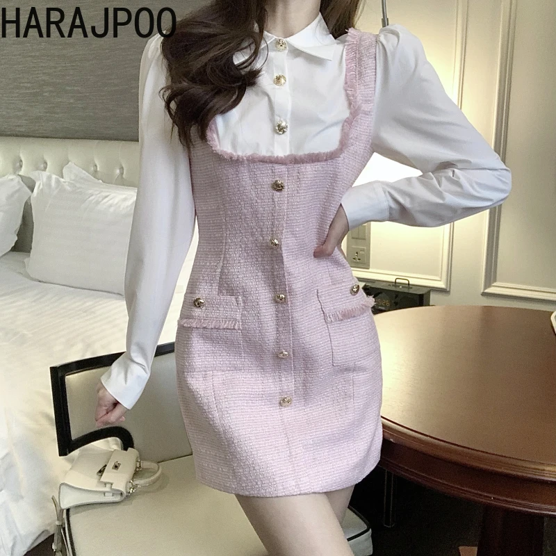 Clothing Harajpoo Woman 2022 Stitching Pink Pocket Button Decoration Spring New Turn Down Collar Straight Casual Mini Dresses
Clothing Harajpoo Woman 2022 Stitching Pink Pocket Button Decoration Spring New Turn Down Collar Straight Casual Mini Dresses