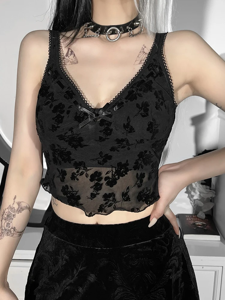 Grunge Goth Punk Top Vintage Harajuku Sexy Cut Out Translucent Camisole Flowers Graphic ChestPad Summer Basic Crop Camis
Grunge Goth Punk Top Vintage Harajuku Sexy Cut Out Translucent Camisole Flowers Graphic ChestPad Summer Basic Crop Camis