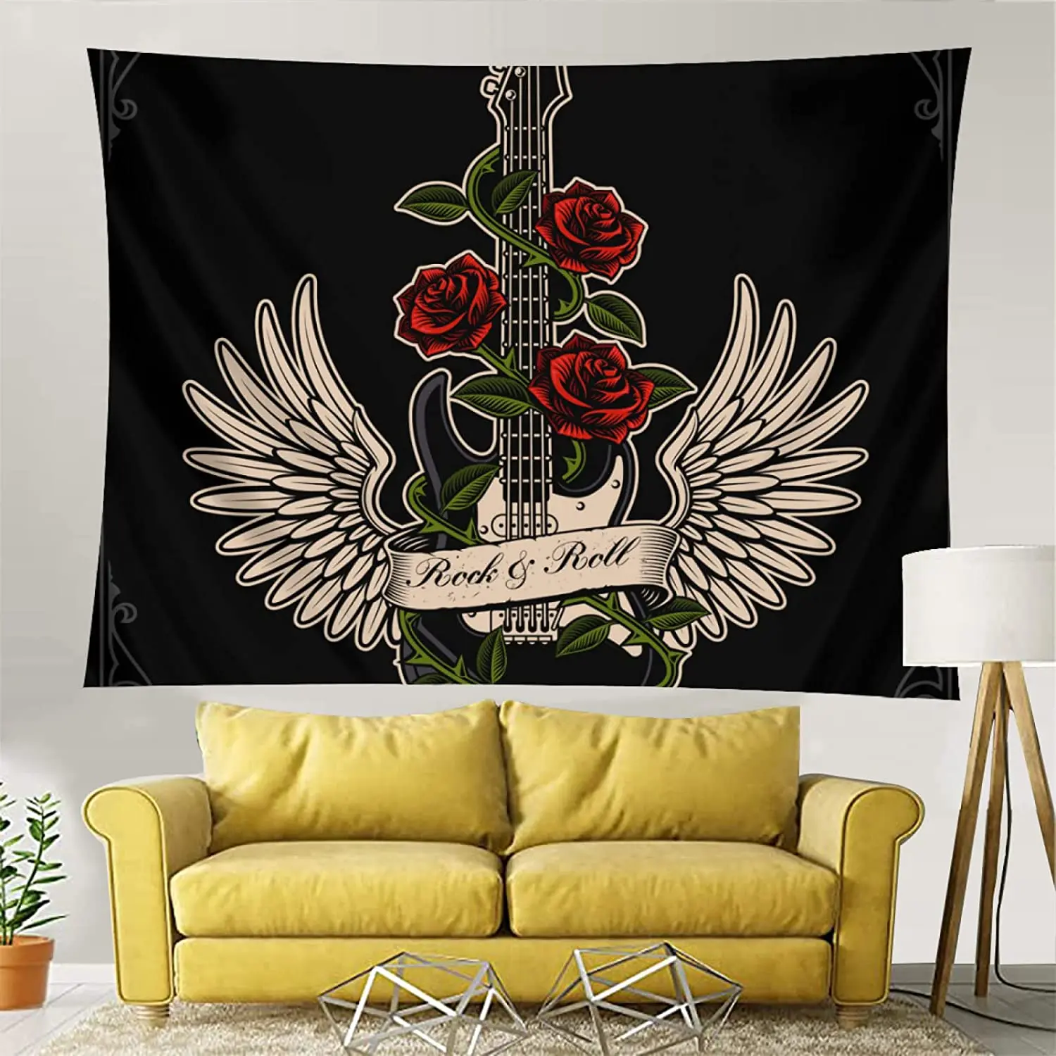 Guitar and Red Rose Printing Wall Tapestry Wall Hanging Tapestry Daily Decorative Tapestry for Living Room Bedroom Dorm, Wall 
Guitar and Red Rose Printing Wall Tapestry Wall Hanging Tapestry Daily Decorative Tapestry for Living Room Bedroom Dorm, Wall