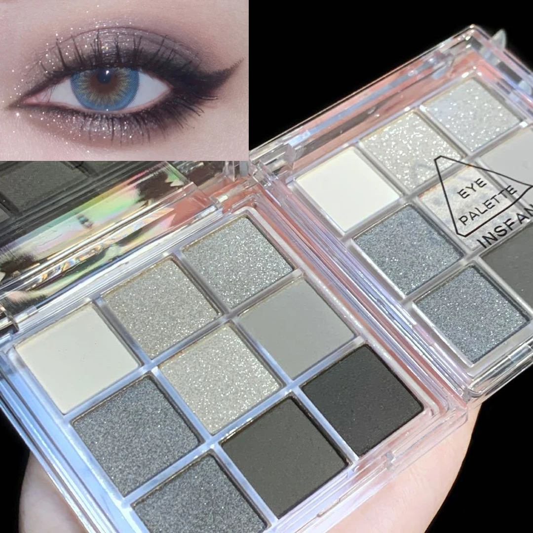 Eyeshadow Palette 9 Colors Cool Tinted Black Smokey Long lasting Glitter Eyeshadow Palette Smoky Eyeshadow Eye Pigments Palette
Eyeshadow Palette 9 Colors Cool Tinted Black Smokey Long lasting Glitter Eyeshadow Palette Smoky Eyeshadow Eye Pigments Palette