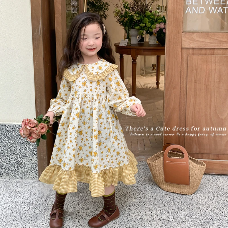 HoneyCherry Autumn Girls Cotton Floral Doll Lapel Dress Children's Fresh Long-sleeved Dress Girl Clothes
HoneyCherry Autumn Girls Cotton Floral Doll Lapel Dress Children's Fresh Long-sleeved Dress Girl Clothes