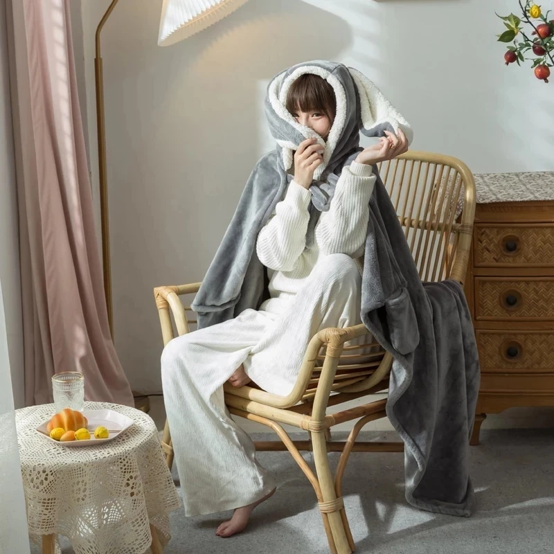 Kawaii Wearable Cute Rabbit Blanket Coral Velvet Warm Throw Blanket In Winter Japanese Style Hooded Cloak Blankets Adults Kids
Kawaii Wearable Cute Rabbit Blanket Coral Velvet Warm Throw Blanket In Winter Japanese Style Hooded Cloak Blankets Adults Kids
