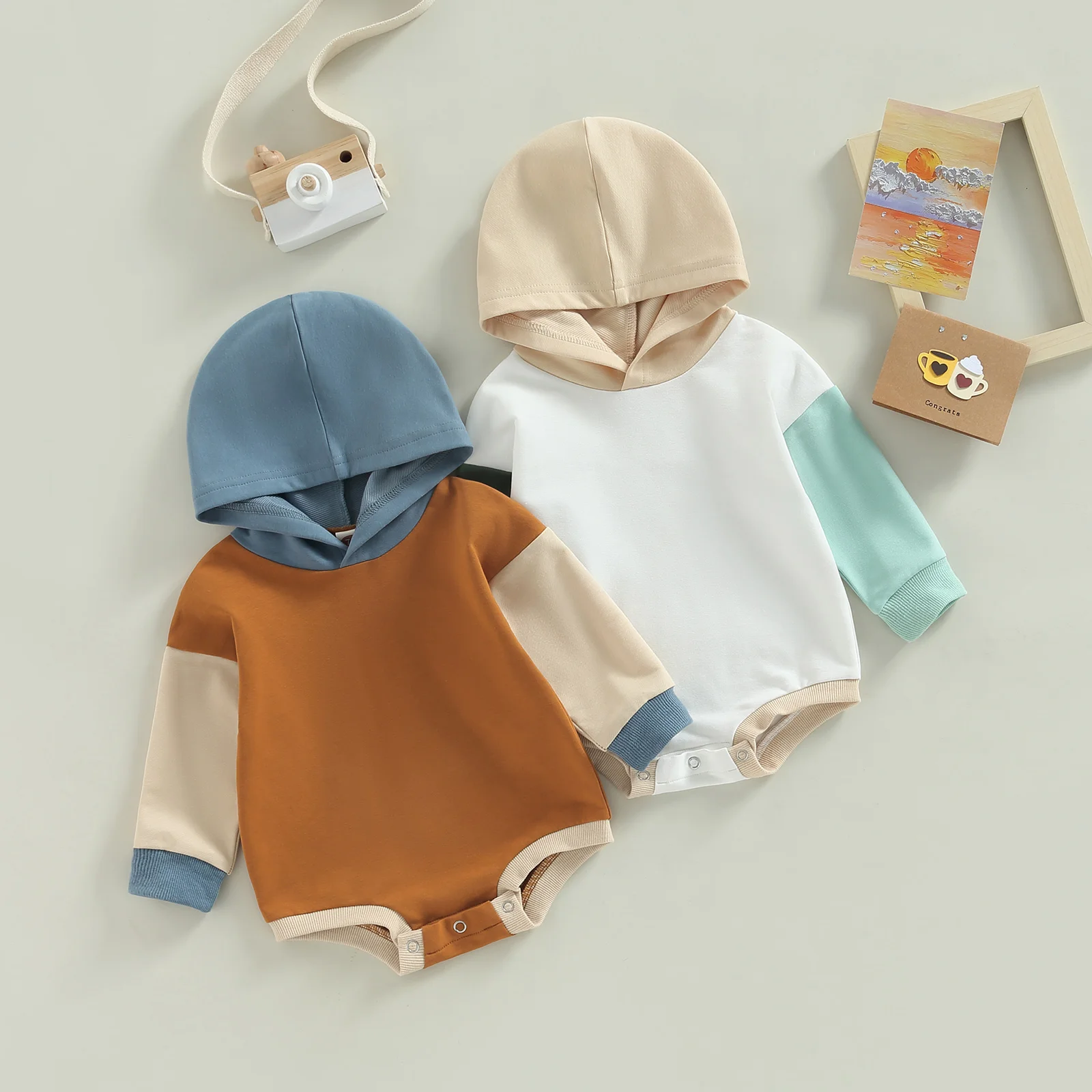 Baby Boys Girls Hooded Rompers Spring Autumn Clothing Long Sleeve Contrast Color Casual Casual Rompers
Baby Boys Girls Hooded Rompers Spring Autumn Clothing Long Sleeve Contrast Color Casual Casual Rompers