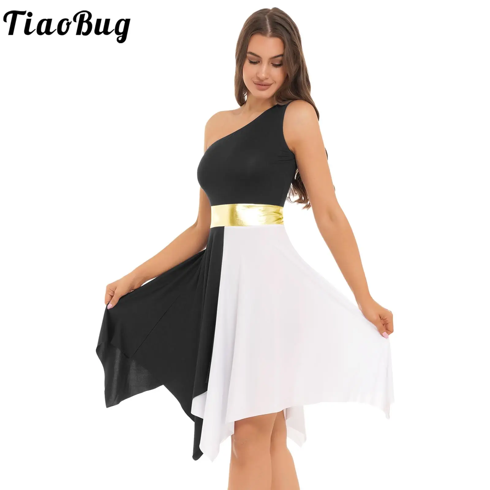 Womens One Shoulder Color Block Dance Dress Dancewear Patchwork Asymmetrical Hem Sleeveless Modern Ballet Dance Dresses
Womens One Shoulder Color Block Dance Dress Dancewear Patchwork Asymmetrical Hem Sleeveless Modern Ballet Dance Dresses