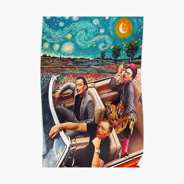

Плакат Сальвадора Дали и Винсента Ван Гога и фа, забавное настенное украшение, картина, современная живопись, комната, винтажный декор, без р...