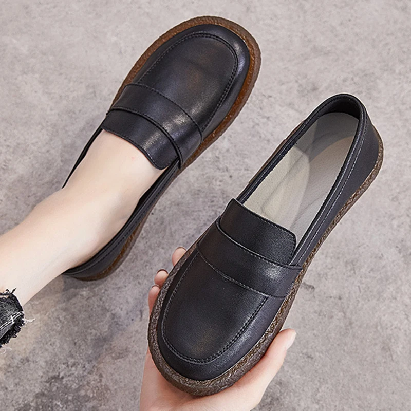 Spring Shoes Female British Style New Thick-soled College Style Casual Loafers Genuine Leather Fashion Soft Sole White Shoes
Spring Shoes Female British Style New Thick-soled College Style Casual Loafers Genuine Leather Fashion Soft Sole White Shoes