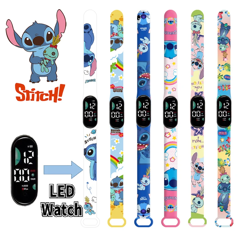 

Disney Stitch children's Watches Cartoon Anime Character Luminous Bracelet Watch LED Touch Waterproof Sports kids gifts watch