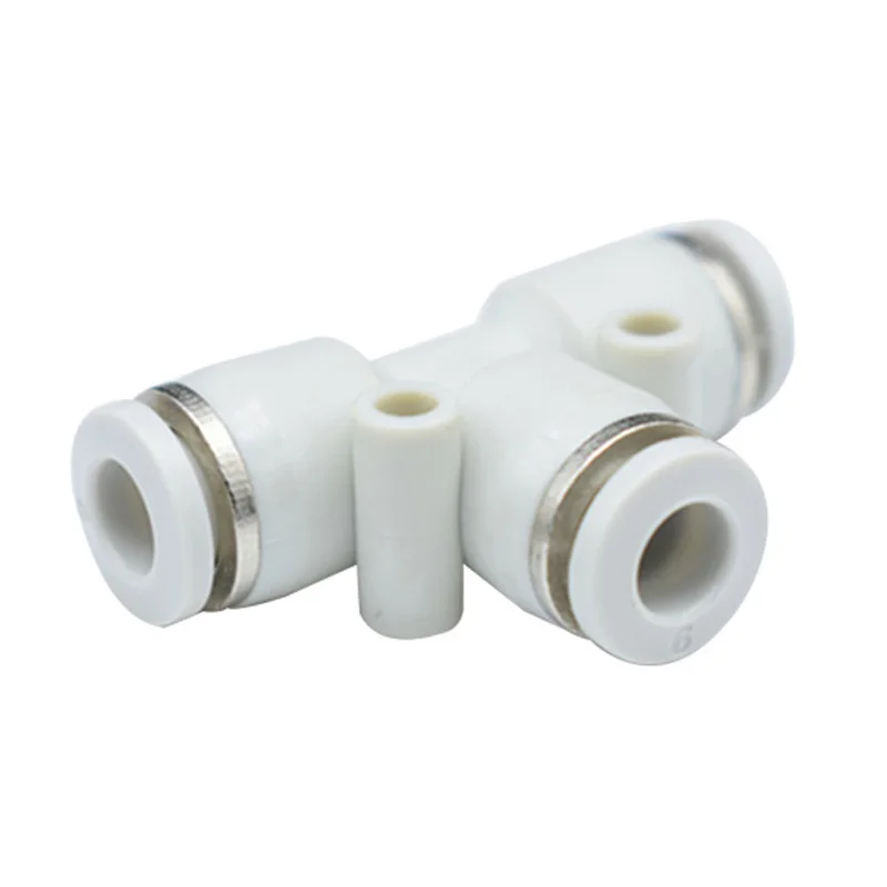 

PE 3 Way T shaped Tee Pneumatic Connector 4 6 8 10 12 16mm OD Hose Tube Push In Air Gas Fitting Quick Fittings Adapters